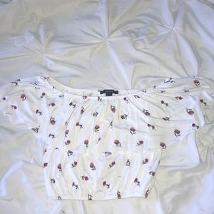 Forever 21 Floral Off the Shoulder Crop Top